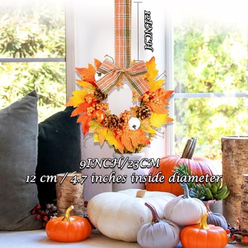Small Fall Wreath - 2PCS 9 Inch Mini Thanksgiving Decor