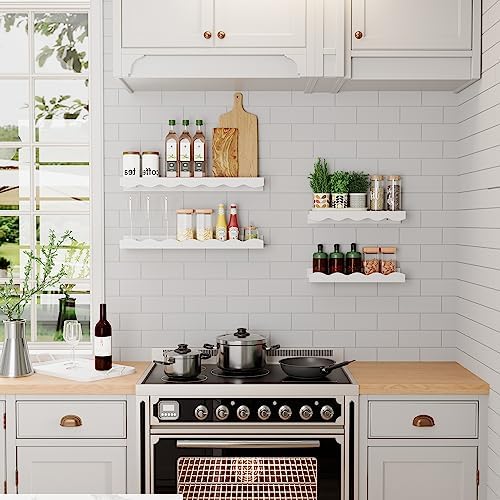 Senjie Floating Shelves Set of 2 24 Inch White Wave Design