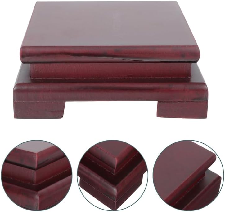 Luxshiny Small Square Wood Display Stand for Tea Pot Flowerpot Bonsai Buddha Statue