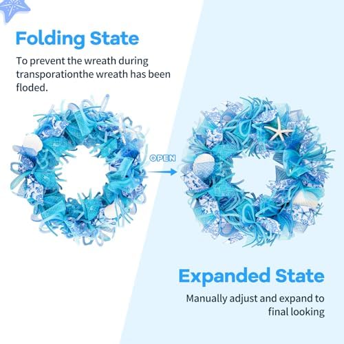 24 Inch Coastal Wreath with Starfish and Scallops Shell