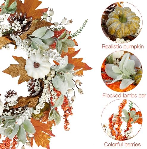 Sggvecsy 20 Inch Autumn Front Door Wreath