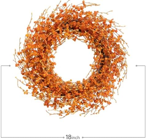 Idyllic 18 Inch Orange Berries Leaves Wreath for Front Door