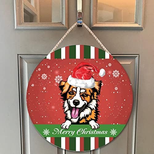 Farmhouse Door Hanger with Red Snowflake Christmas Design