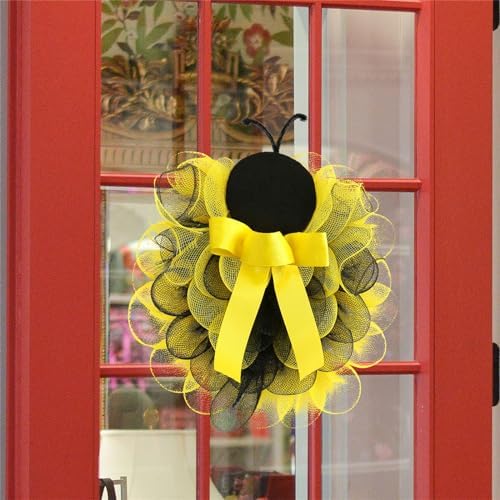 14 Inch Bees Welcome Wreath Spring Door Decor