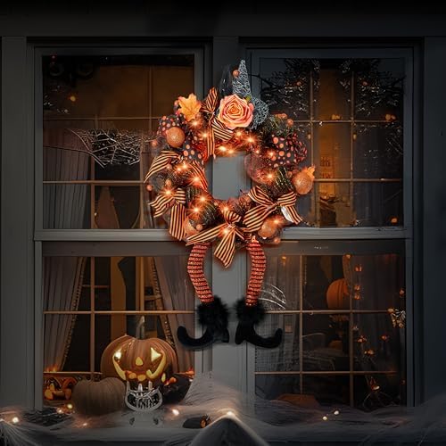 Joiedomi Halloween Wreath with 50 LED Lights
