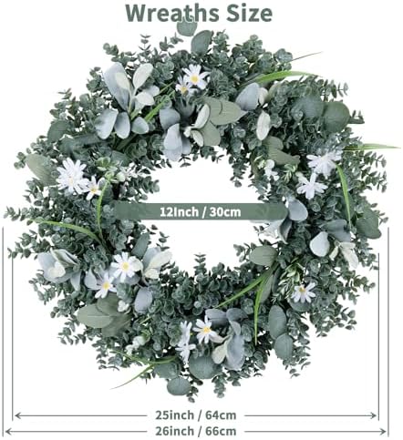 Gixie Home Door Wreath 26 Inch Artificial Eucalyptus Leaves Spring Summer Farmhouse Porch Wall Decor