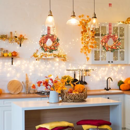 Hoteam 4 Pcs 9 Inch Fall Wreaths for Front Door Autumn Decor