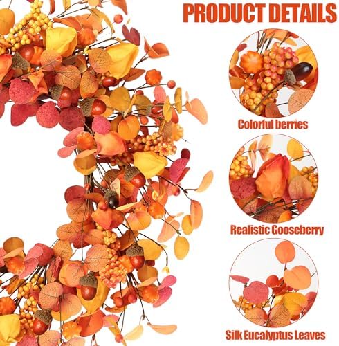 Sggvecsy 20 Fall Wreath Autumn Decor Front Door Wreath