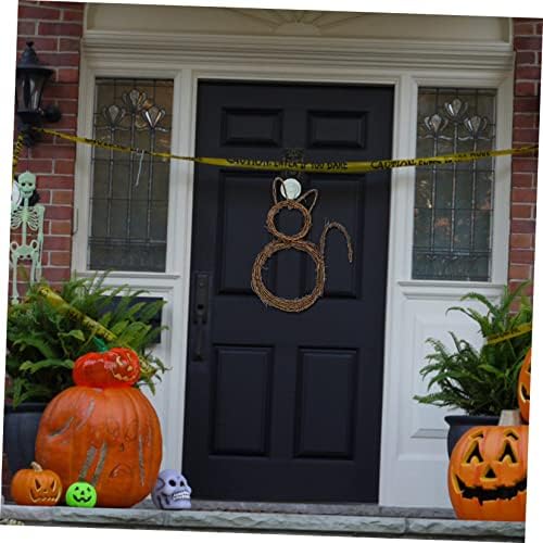 Cat Shape Hanging Wreath Halloween Decor for Doors and Windows