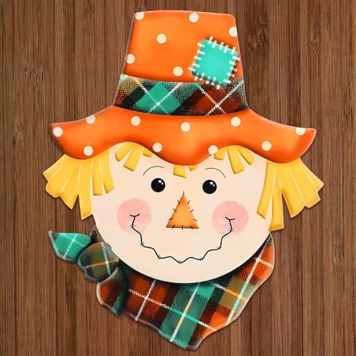 Metal Fall Door Scarecrow Head Welcome Sign