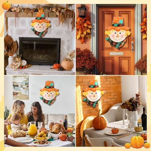Metal Fall Door Scarecrow Head Welcome Sign