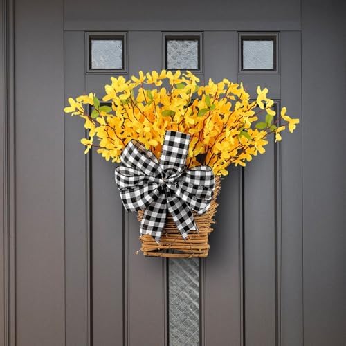 Spring Flower Wreath Basket - Artificial Hydrangea Door Decor