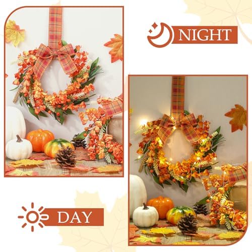 Hoteam 4 Pcs 9 Inch Fall Wreaths for Front Door Autumn Decor