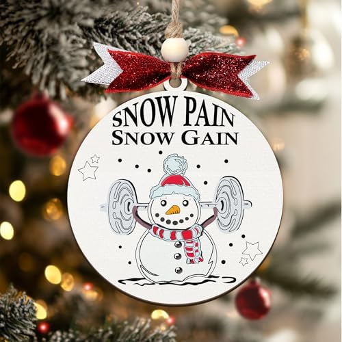 Snow Pain Snow Gain Dumbbell Gym Christmas Ornament 2024