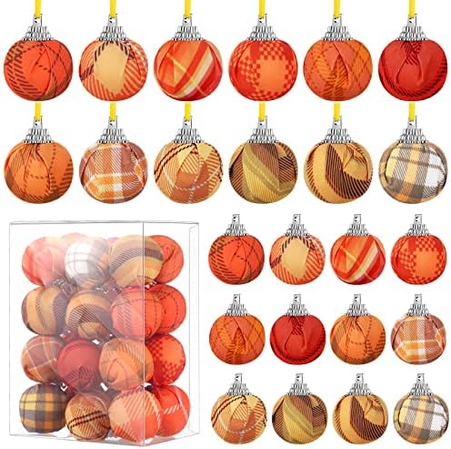 Honoson 24 Pcs Patriotic Tree Ornaments 4th of July Decorations Red White Blue Glitter Mini Balls
