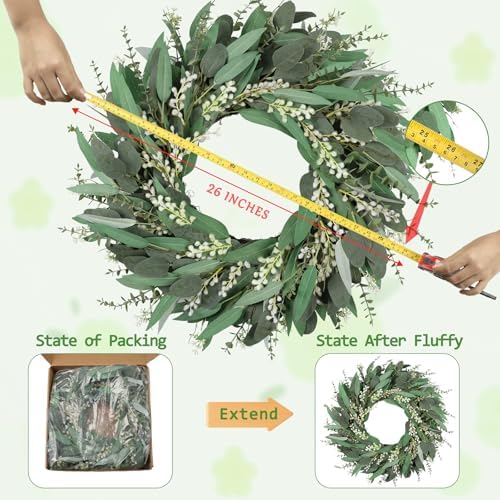 26 Inches Large Eucalyptus Wreath for Front Door