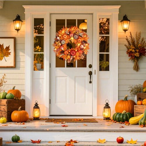 20 Inch Fall Wreath for Front Door Autumn Decor