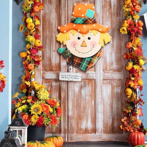 Metal Fall Door Scarecrow Head Welcome Sign