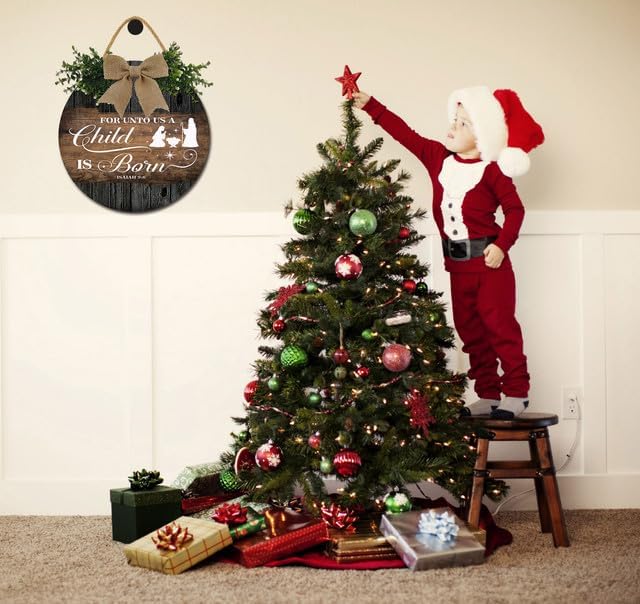 Christmas Ornament Door Hanger 12 Inch Wooden Welcome Wreath