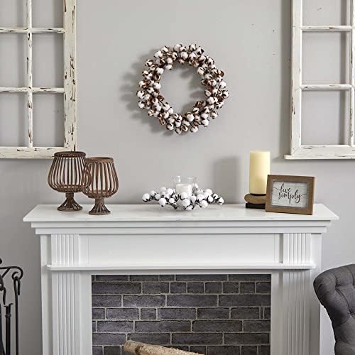 Nearly Natural 20in Cotton Ball Artificial Wreath