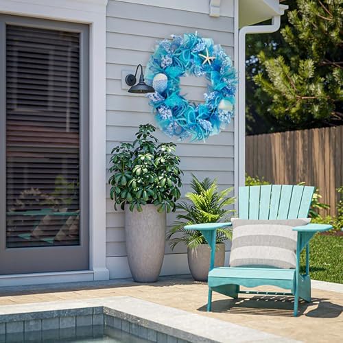 24 Inch Coastal Wreath with Starfish and Scallops Shell
