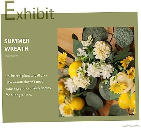 PRETYZOOM Realistic Lemon Flower Wreath for Front Door