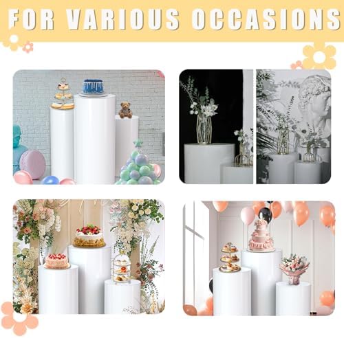 White Cylinder Stands 3pcs for Party Decor Events