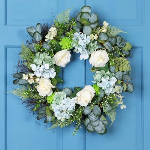 Northlight Spring Wreath White Blue 24 Inch