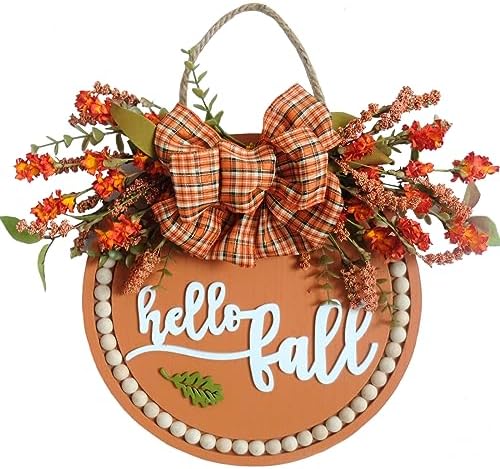 Idyllic 18 Inch Fall Wreath Welcome Sign for Front Door