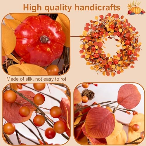 22 Inch Artificial Fall Wreath for Front Door
