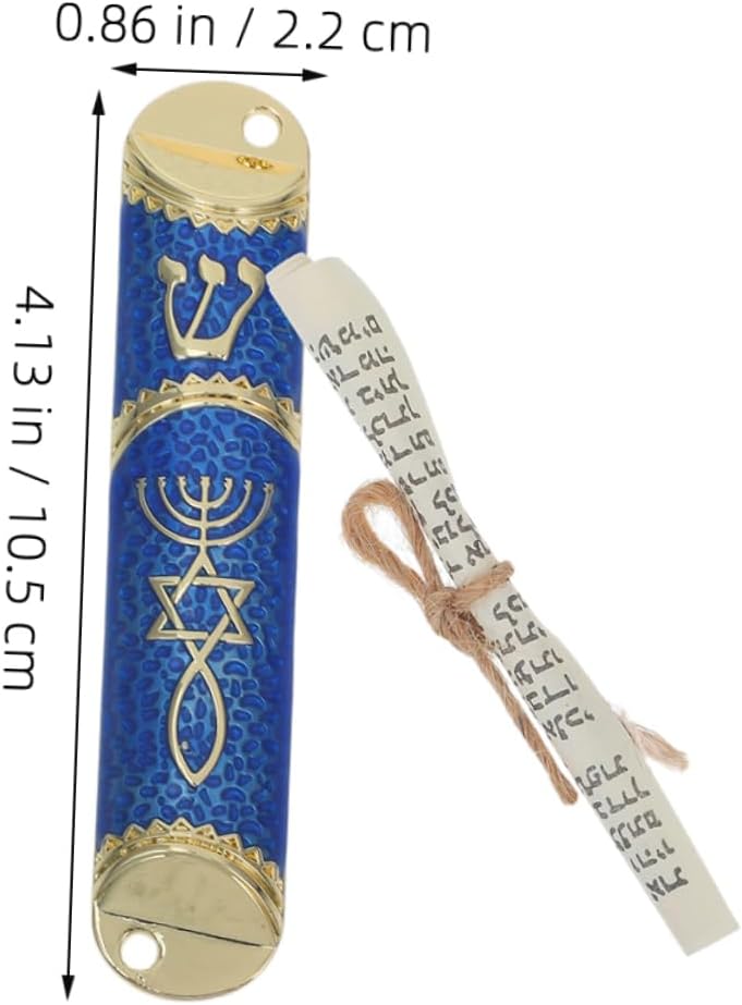 3 Sets Mezuzah Cases with Traditional Jewish Door Blessing Decor