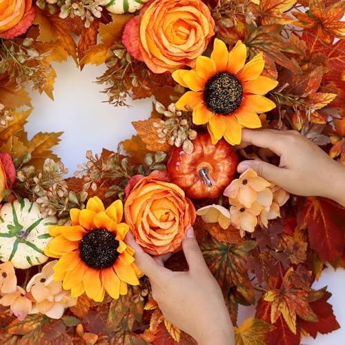 28 Inch Fall Wreath for Front Door and Porch