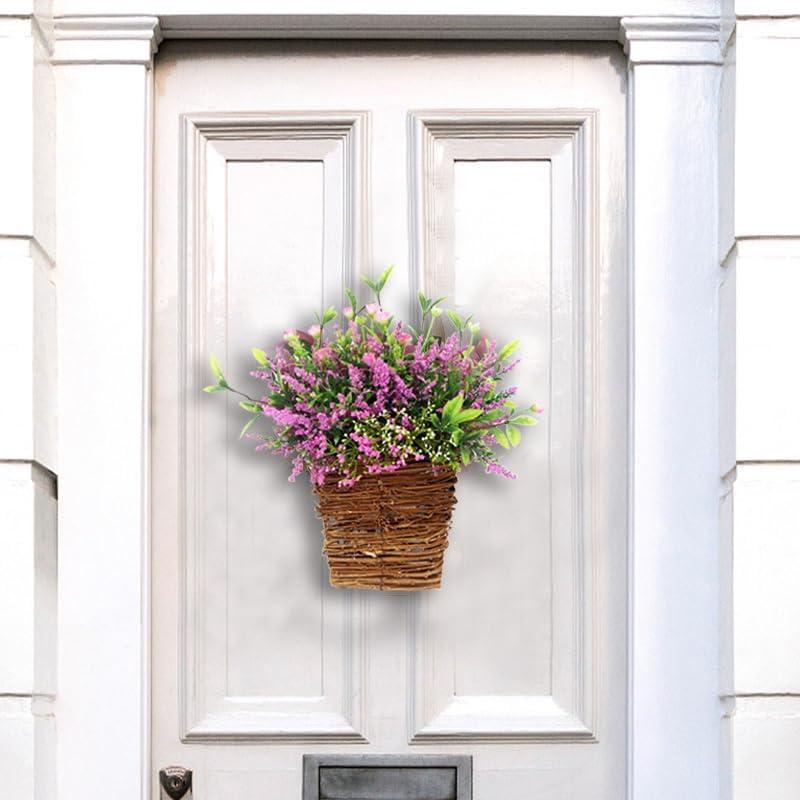 Wildflowers Door Hanging Basket Wreath for Front Door Decor