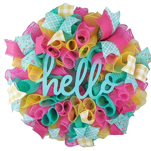 Colorful Deco Mesh Wreath for Doors