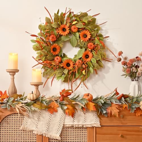Waipfaru 22in Fall Wreath for Front Door