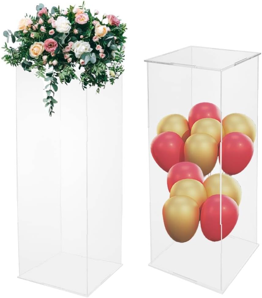 2 Pcs Acrylic Display Cube Pedestals for Flower and Decorations