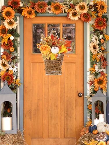 Thanksgiving Door Wreath with Peony and Pumpkin