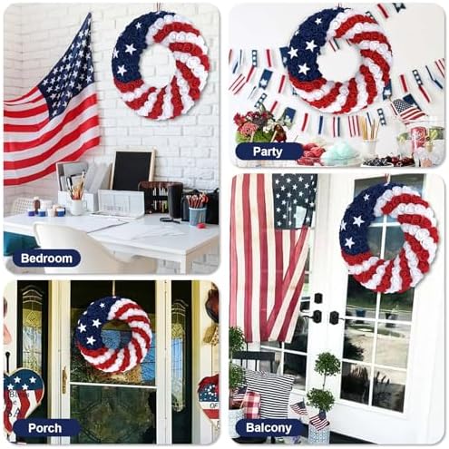 18 Inch Patriotic Roses Wreath for 4th of July 1