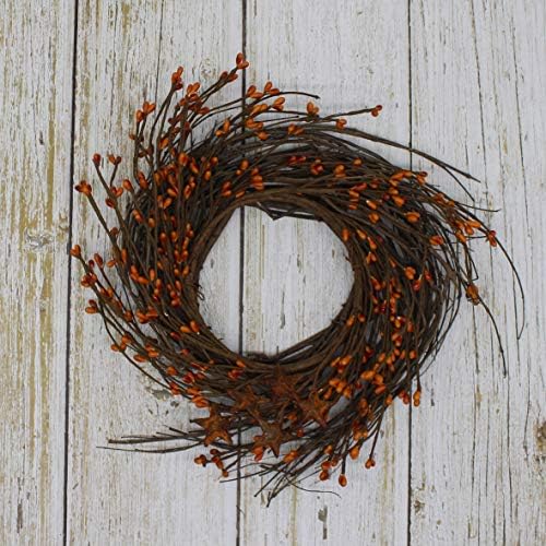 CVHOMEDECO Primitives Rustic Wreath with Barn Stars and Berries