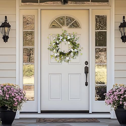 Idyllic Green Leaves and Cotton Wreath for Front Door