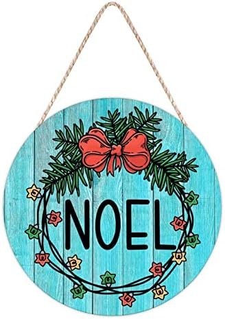 Noel Holly Christmas Wreath Wood Door Hanger