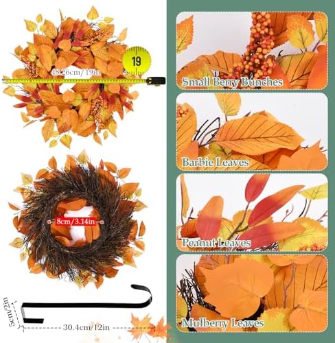 WellSign 19 Inch Fall Wreath with Hanger