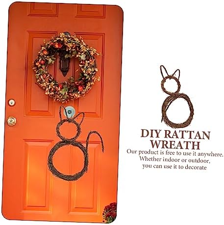 Cat Shape DIY Rattan Wreath for Halloween Decor
