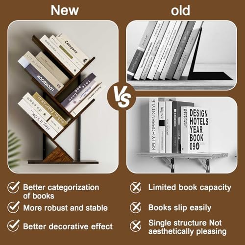 BESHIGH 5 Tier Tree Bookshelf Wall Mount