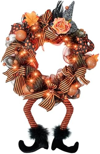 Joiedomi Halloween Wreath with 50 LED Lights