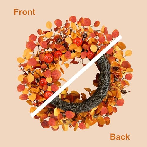 22 Inch Artificial Fall Wreath for Front Door