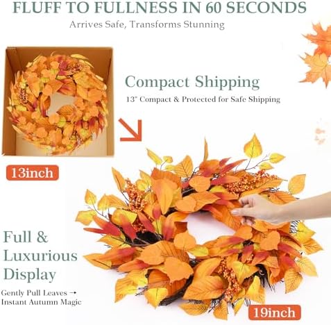 WellSign 19 Inch Fall Wreath with Hanger