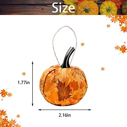 12 Pcs Fall Hanging Pumpkin Ornament with Maple Leaf Pattern