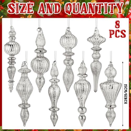 Mifoci 8 Pcs Mercury Glass Christmas Finials