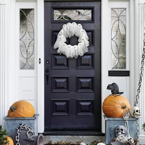 Halloween Ghost Wreath with 12 LED Lights